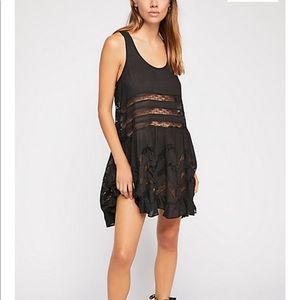 Black Free People Dot and Lace Dress